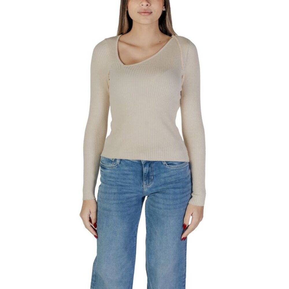 Vila Clothes Beige Viscose Women's Sweatshirt